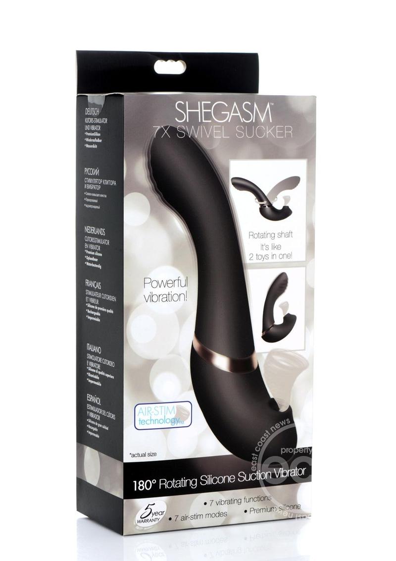 Shegasm 7X Swivel Licker 180 Rotating Silicone Licking Vibrator - Black