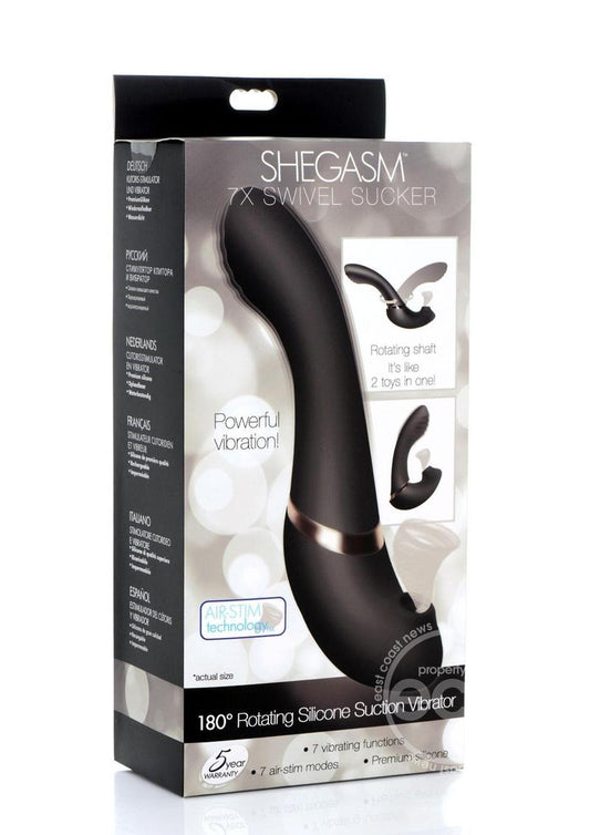 Shegasm 7X Swivel Licker 180 Rotating Silicone Licking Vibrator - Black