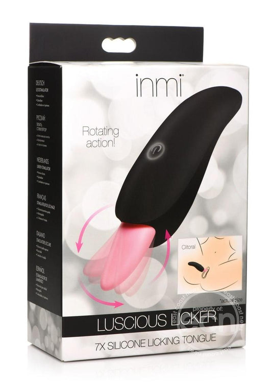 Inmi Luscious Licker 7X Rechargeable Silicone Licking Tongue Clitoral Stimulator - Black/Pink