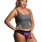 Strap U Lace Envy Lace Crotchless Panty Harness - XXXLarge -Purple/Black