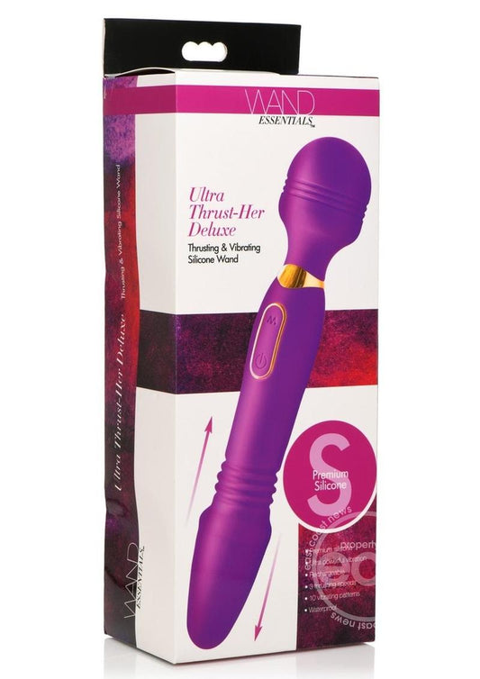Wand Essential Ultra Thrust-Her Deluxe Rechargeable Silicone Thrusting & Vibrating Wand - Purple