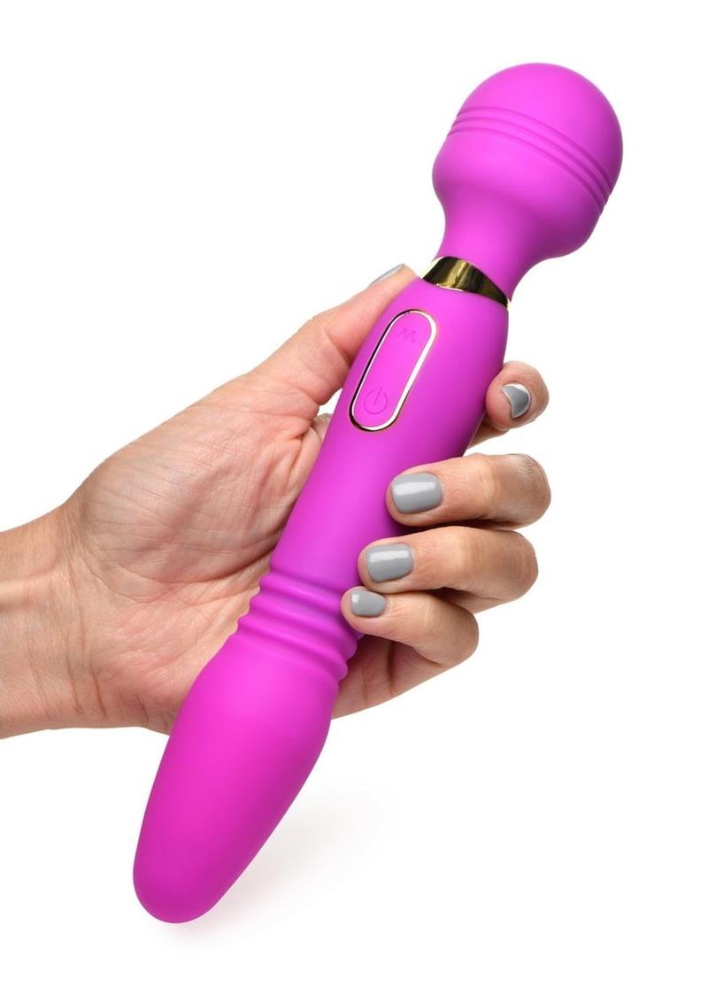 Wand Essential Ultra Thrust-Her Deluxe Rechargeable Silicone Thrusting & Vibrating Wand - Purple